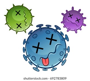 Three Cartoon Dead Viruses. Cartoon Pest Series. 