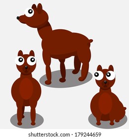 Three cartoon dogs in different poses