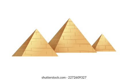 Three cartoon egyptian pyramids on white background vector illustration