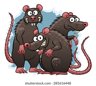 Three Cartoon Grey Rats.