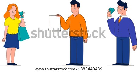 Three cartoon office characters set