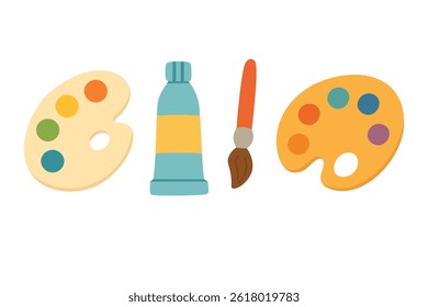 Three cartoon school backpacks in soft flat style. Vector clipart for kids and education themes.