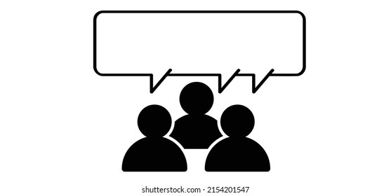 Dos pegatinas de dibujos animados, un hombre con figuras de palos, un diálogo, un icono o un pictograma de personas hablantes. Icono de conversación o chat o pictograma. hablando, símbolo de burbuja de habla. Conversación de amistad. La gente habla, retroalimentación