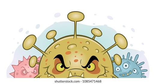 Three cartoon viruses design element illustration. 
