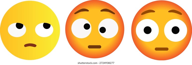 Tres emojis caricaturescos que expresan diferentes emociones como confusión y sorpresa contra un fondo blanco