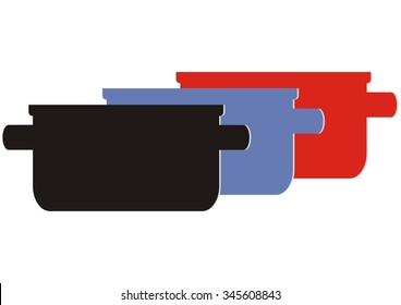 three casserole, color set, vector symbol