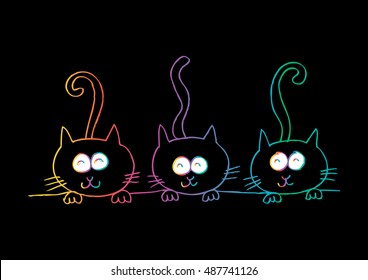 Three cats. Cartoon style.
