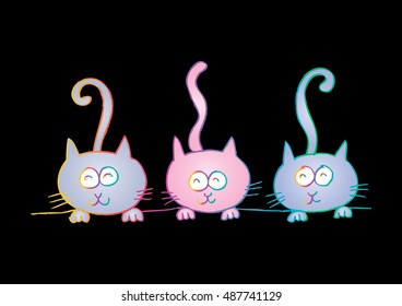 Three cats. Cartoon style.