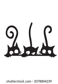 Carácter de tres gatos, ilustración vectorial dibujada a mano aislada en blanco.