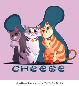 Tres gatos entran en la cámara CHEESE