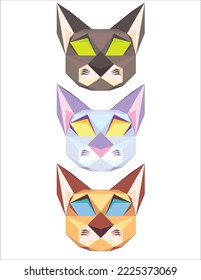 Three Cats Geometric Vector Set