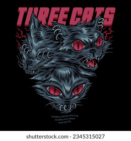 Three Cats Head Character Illustration