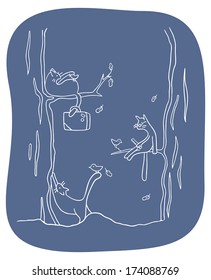 three cats live in the forest