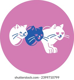 Three cats in love flat illustration  for error pages or placeholders