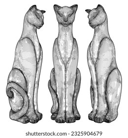 Three Cats Vector 04. Illustration Isolated On White Background. A Vector Illustration Of Three Cats In Pose.