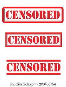 Three censored stamp vector icon set