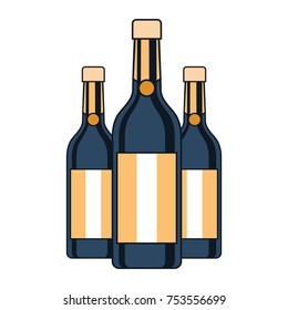 three champagne bottles drink beverage event christmas vector illustration