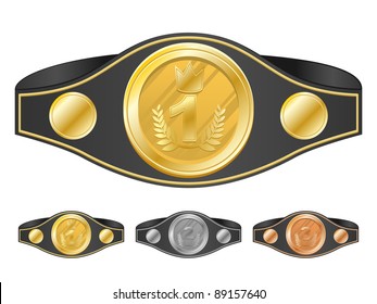 Three champion belts. Vector illustration. svg