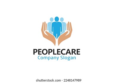 Three Character Care Holding Hands Vector Logo Design Symbol Icon Illustration