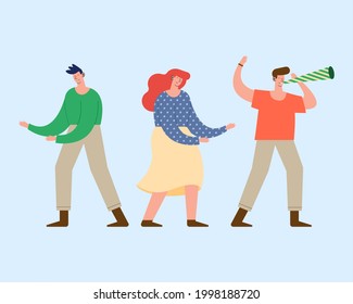 three characters celebrating birthday icon