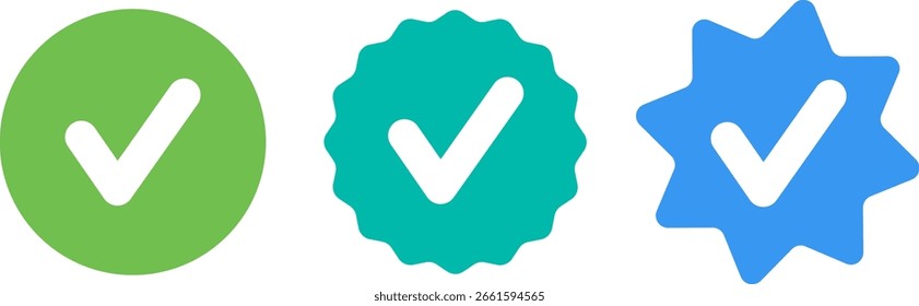 three check marks inside different shaped icons