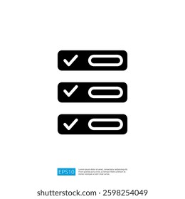 Three Checkmarks Icon in a Minimalist Design for Task Completion and Checklist Organization