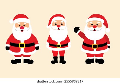 Three Cheerful Santa Claus Characters