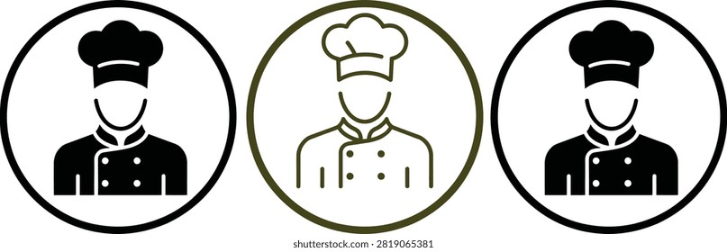 Three chef icons with different facial hair styles