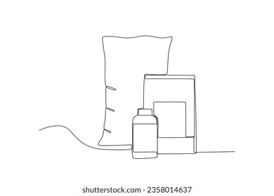 Three chemical fertilizers for gardening. Farm tools one-line drawing