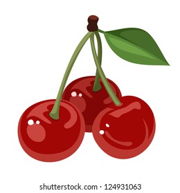 Three Cherries Vector Illustration Stock Vector (Royalty Free ...