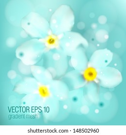 three cherry blossom mint color. macro. vector