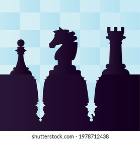 three chess pieces in board game