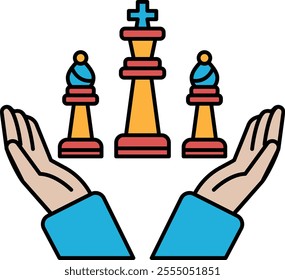 Three chess pieces are held up by two hands, symbolizing the importance of teamwork and collaboration in achieving success