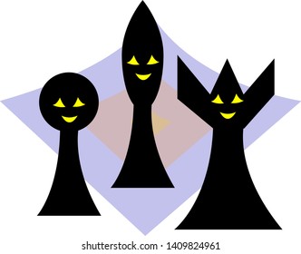 three chess pieces pawn rook and officer on the background of the square logo for board games