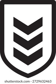 Insígnia de três chevrons isolada sobre fundo branco, ilustração