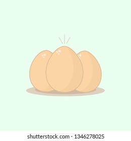 three chicken eggs in gentle tones on Easter day. vector illustration