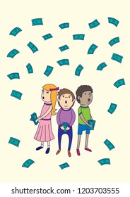 Three children make lots of money.