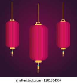 three Chinese New Year Lanterns vector symbol illustration