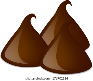 three chocolate chips or morsels color illustration