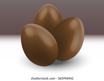 three chocolate eggs, volume image, Easter eggs