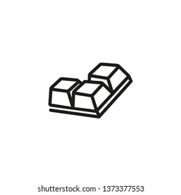 Three chocolate segments line icon. Cacao, portion, candy. Snack concept. Can be used for topics like gourmet, taste, dessert