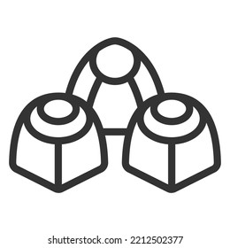 Drei Pralinen - Symbol, Illustration auf weißem Hintergrund, Skizze