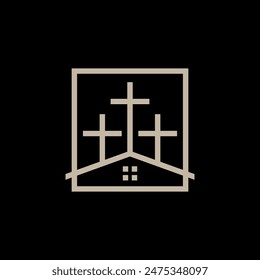 ilustración del icono del Vector del logotipo de la cruz de tres cristos