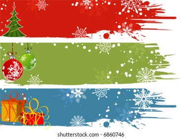 Tres fondo navideño con baubles, árbol 