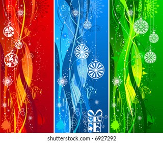 Three Christmas backgrounds, vector illustration