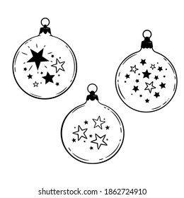three christmas ball with stars pattern