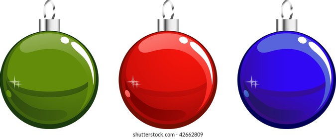 Three Christmas Balls. Isolated.