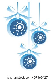 Three  Christmas balls isolated on a white background.
