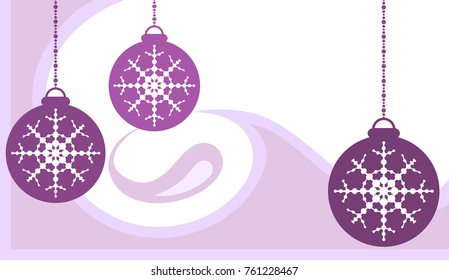 Three Christmas balls on a white background. Vector illustration.