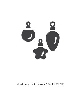 Three christmas baubles vector icon. filled flat sign for mobile concept and web design. Xmas tree decoration glyph icon. Symbol, logo illustration. Vector graphics